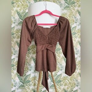 Altar’d State Smocked Brown Women's Top